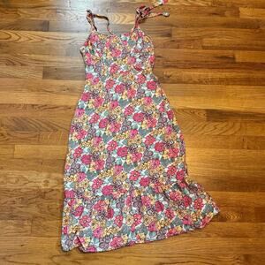 Mimi Chica Girls Medium Pink Green Floral Ruffle Midi Dress Spring Summer Party